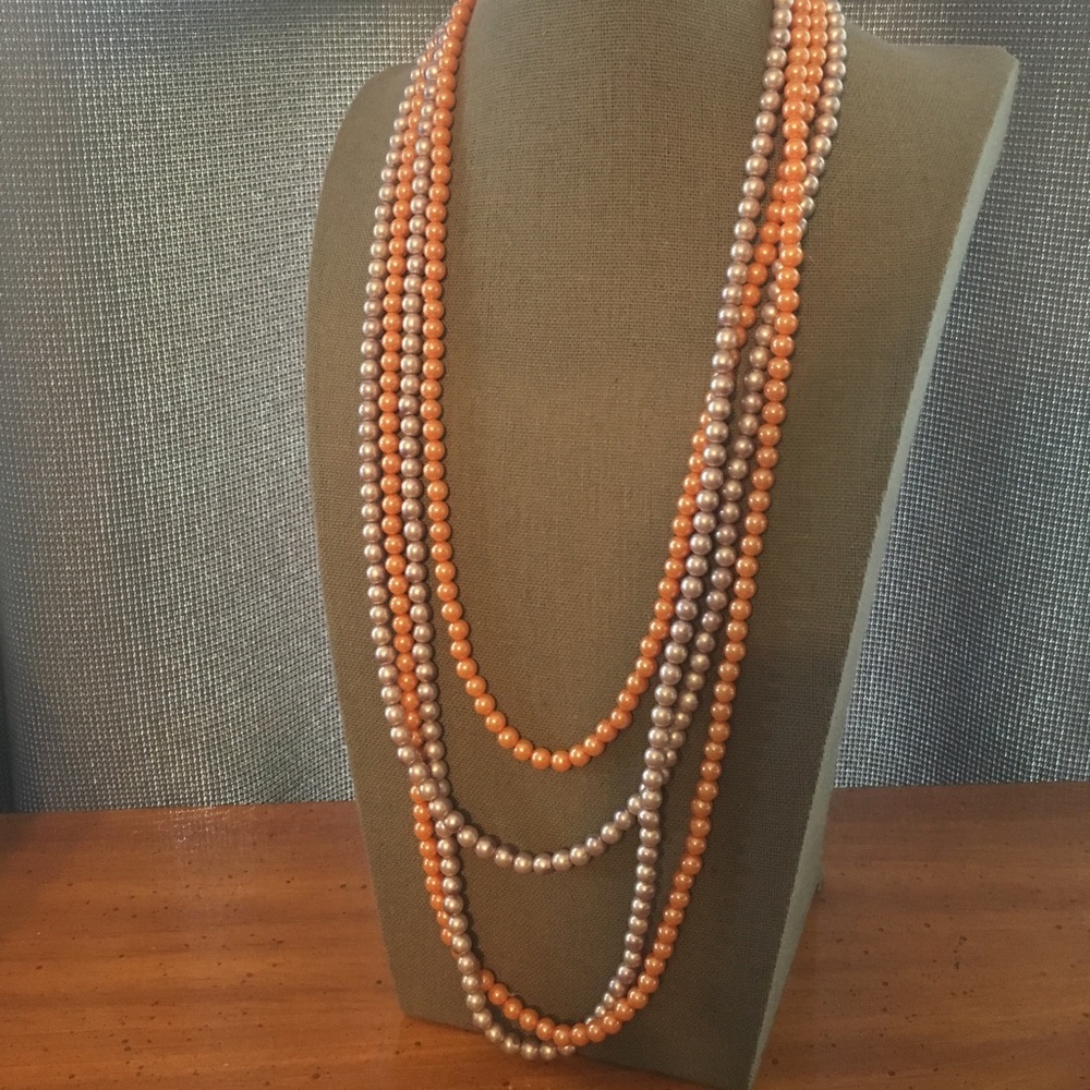 2 Vintage Faux Pearl Opera Necklaces